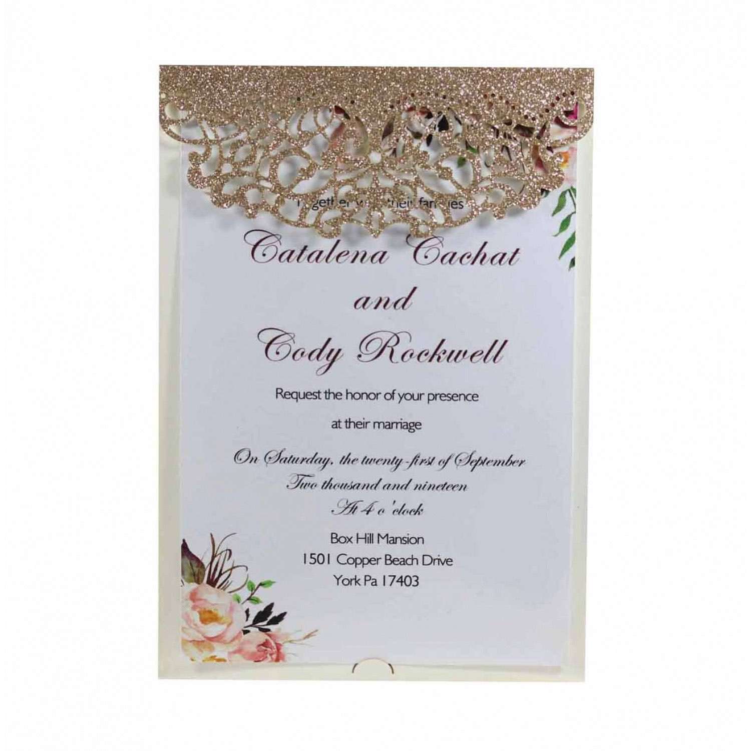 2020 Wedding Invitation Card Laser Cut Paper Glitter Invitation
